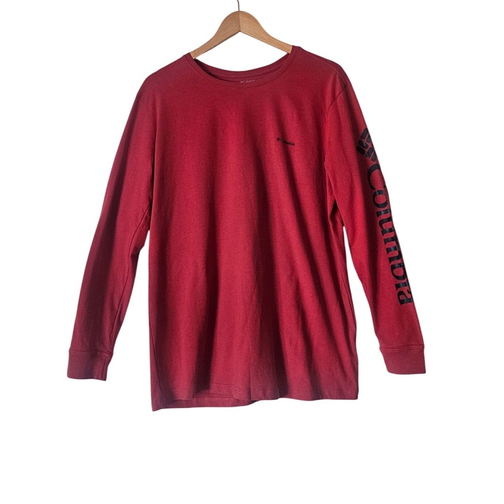 Columbia Mens Red Long Sleeve Graphic‎ Cotton Crew Neck Tee Size L